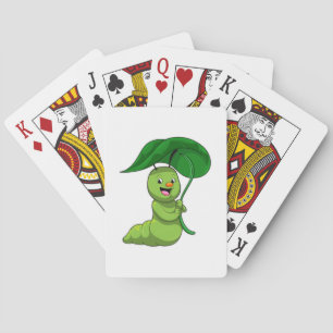 Caterpillar with Leaf as Parasol Playing Cards