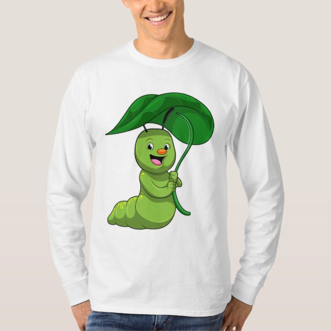 Caterpillar with Leaf as Parasol T-Shirt (Front)