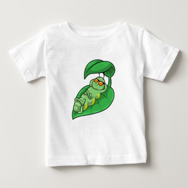 Caterpillar with Leaf Baby T-Shirt (Front)