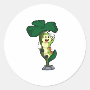 Caterpillar with Leaf Classic Round Sticker