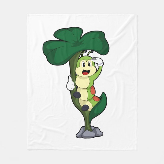 Caterpillar with Leaf Fleece Blanket (Front)