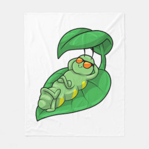 Caterpillar with Leaf Fleece Blanket