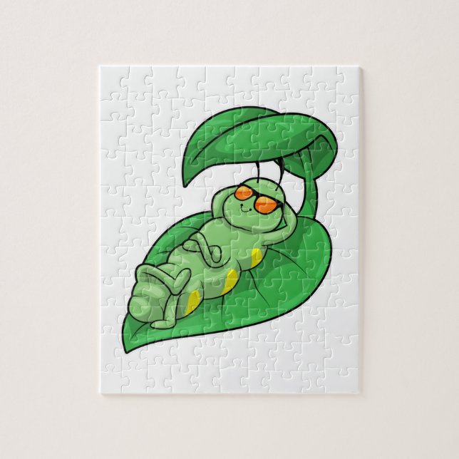 Caterpillar with Leaf Jigsaw Puzzle (Vertical)