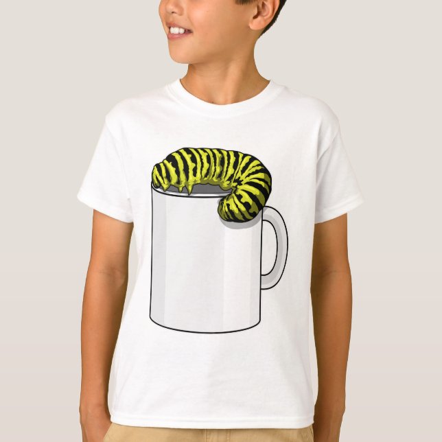 Caterpillar with Mug T-Shirt (Front)