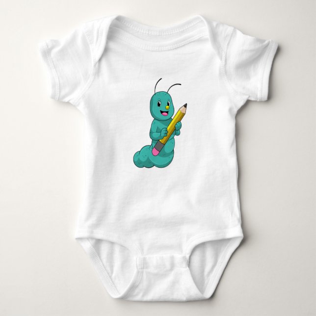 Caterpillar with Pencil Baby Bodysuit (Front)