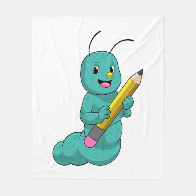 Caterpillar with Pencil Fleece Blanket (Front)