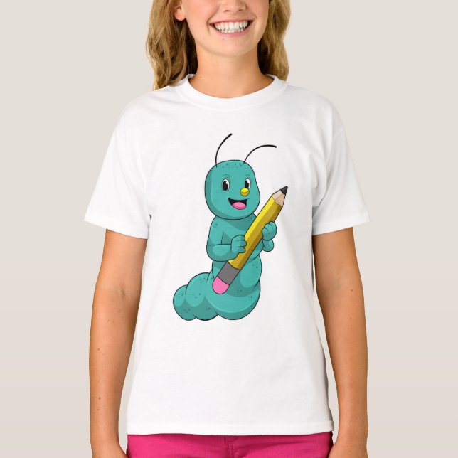 Caterpillar with Pencil T-Shirt (Front)