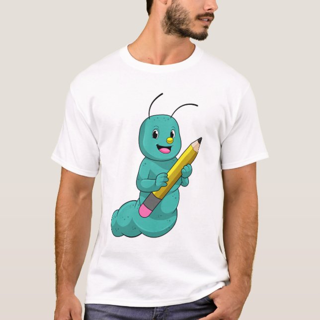 Caterpillar with Pencil T-Shirt (Front)