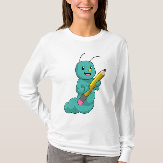 Caterpillar with Pencil T-Shirt (Front)