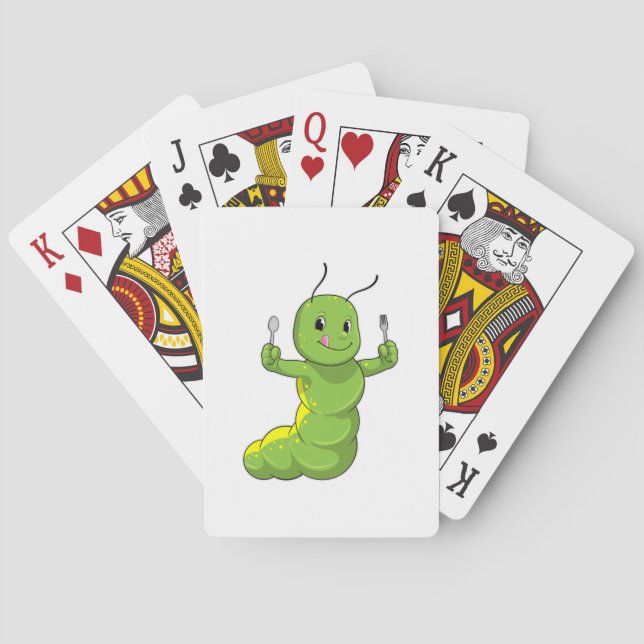 Caterpillar with Spoon & Fork Playing Cards (Back)