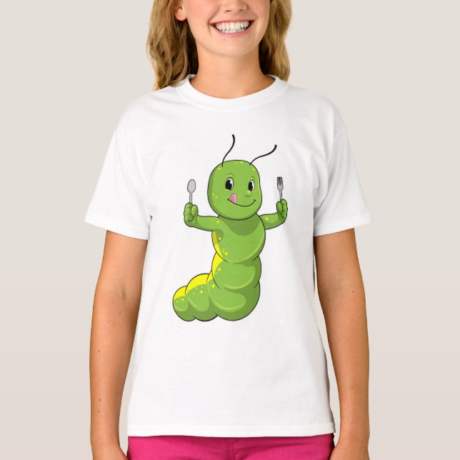 Caterpillar with Spoon & Fork T-Shirt (Front)