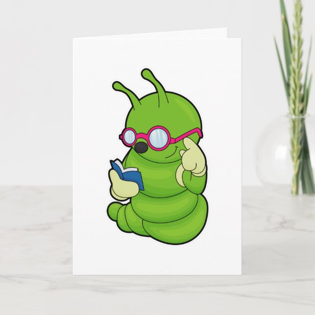 Caterpillar with Sunglasses & Book Card (Front)