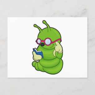 Caterpillar with Sunglasses & Book Postcard
