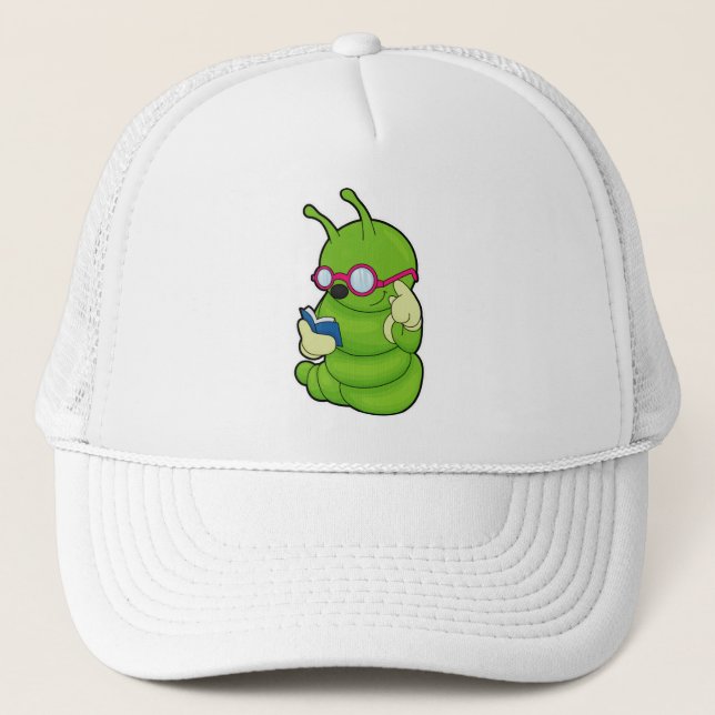 Caterpillar with Sunglasses & Book Trucker Hat (Front)