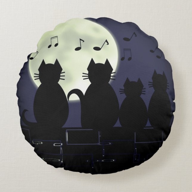 caterwauling by moonlight round cushion (Front)