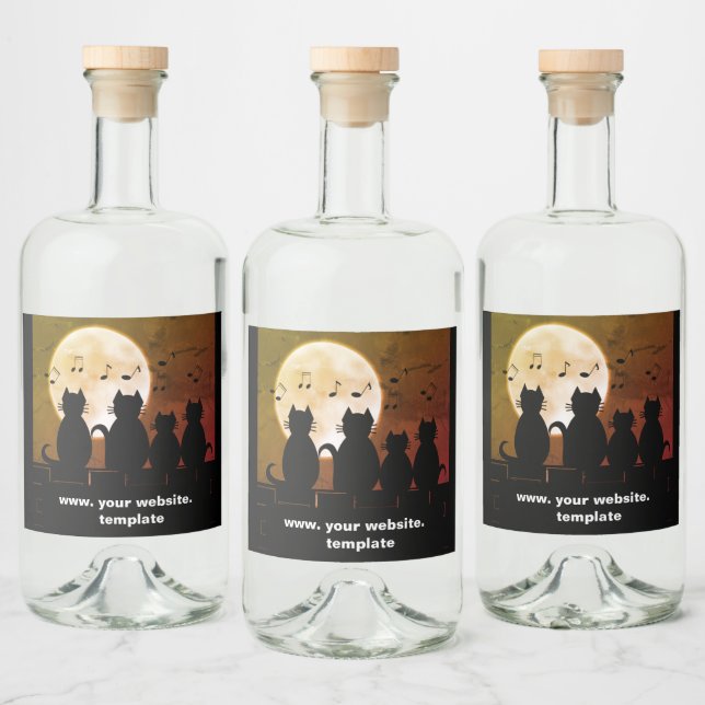 caterwauling ,Cats in the moonlight. Personalise Liquor Bottle Label (Bottles)