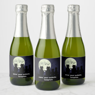 caterwauling ,Cats in the moonlight. Personalise Sparkling Wine Label