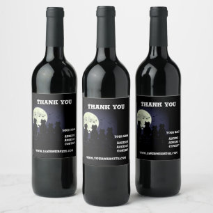 caterwauling ,Cats in the moonlight. Personalise Wine Label