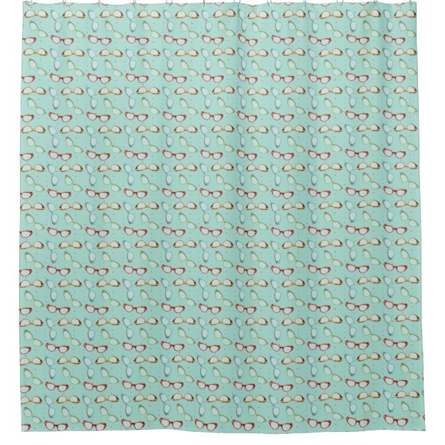 Cateye Glasses with dots Shower Curtain (Front)