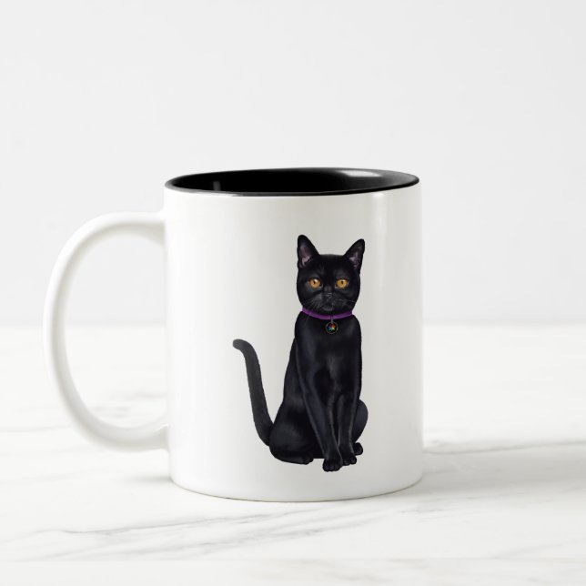 CatFans - Bombay Black Cat Two-Tone Coffee Mug (Left)
