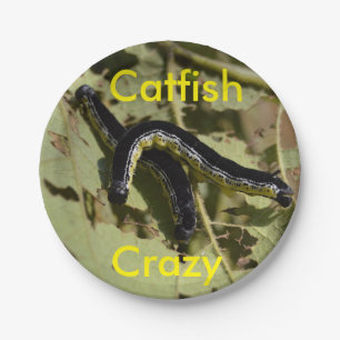 Catfish Crazy Catalpa Worms Paper Plate