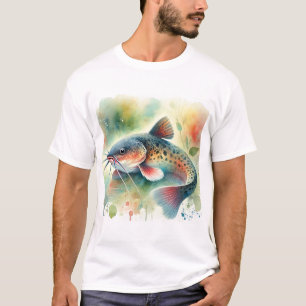 Catfish in Watercolor Art 170724AREF129 - Watercol T-Shirt