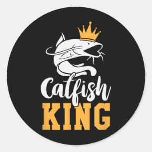 Catfish King Design Funny Catfish Fishing Gift  Classic Round Sticker