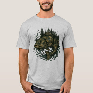 Catfish Lake Fishing Mountains Fisherman Fish  T-Shirt