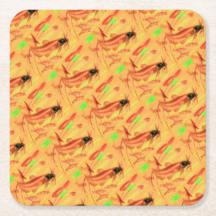 catfish print square paper coaster