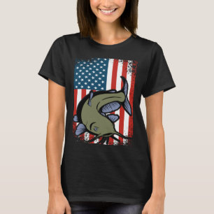 Catfishing American Flag Catfish Angler T-Shirt
