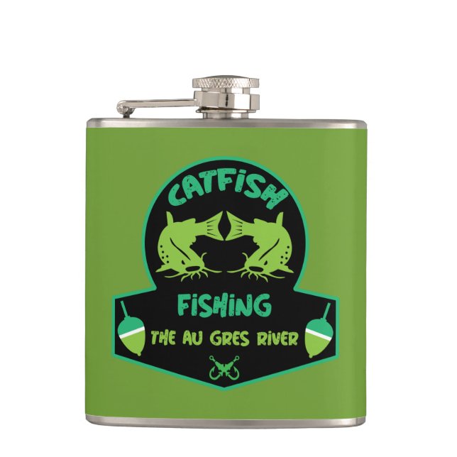 Catfishing  Au Gres Hip Flask (Front)