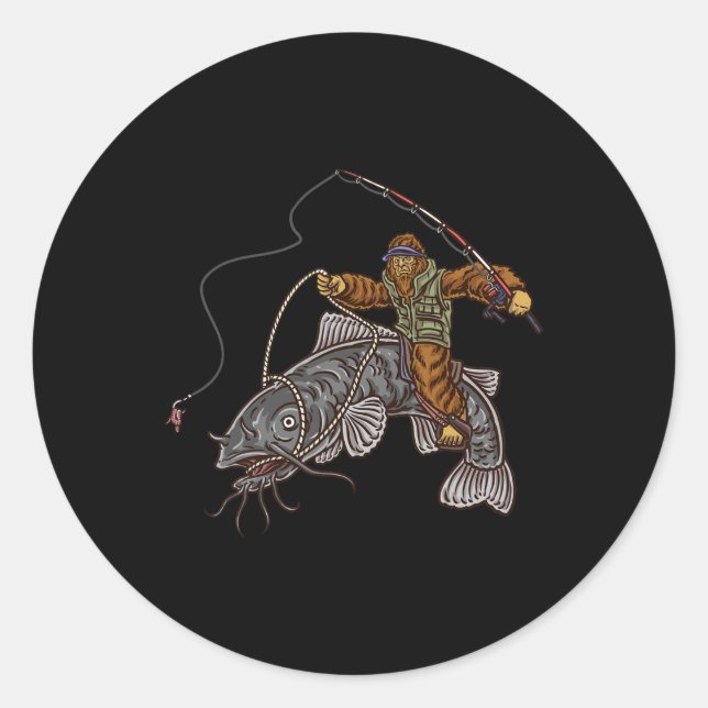 Catfishing Bigfoot Hunting Catfishermen 1  Classic Round Sticker (Front)