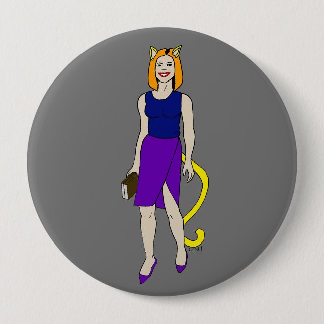 catgirl 10 cm round badge (Front)