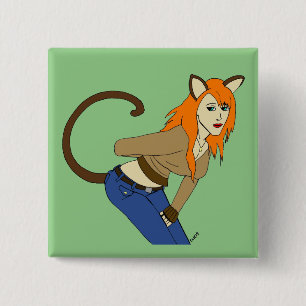 catgirl  15 cm square badge