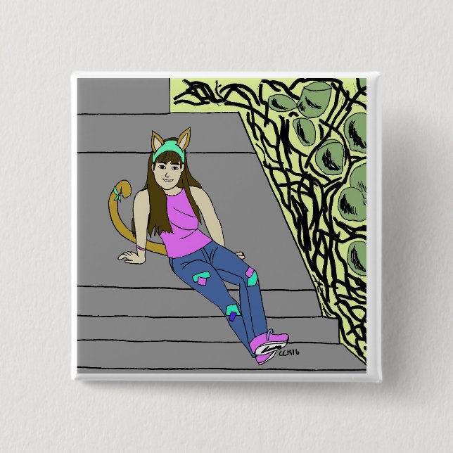 catgirl 15 cm square badge (Front)