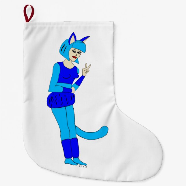catgirl button large christmas stocking (Front)