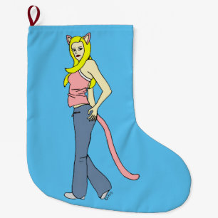 catgirl button large christmas stocking