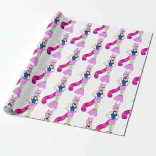catgirl button wrapping paper
