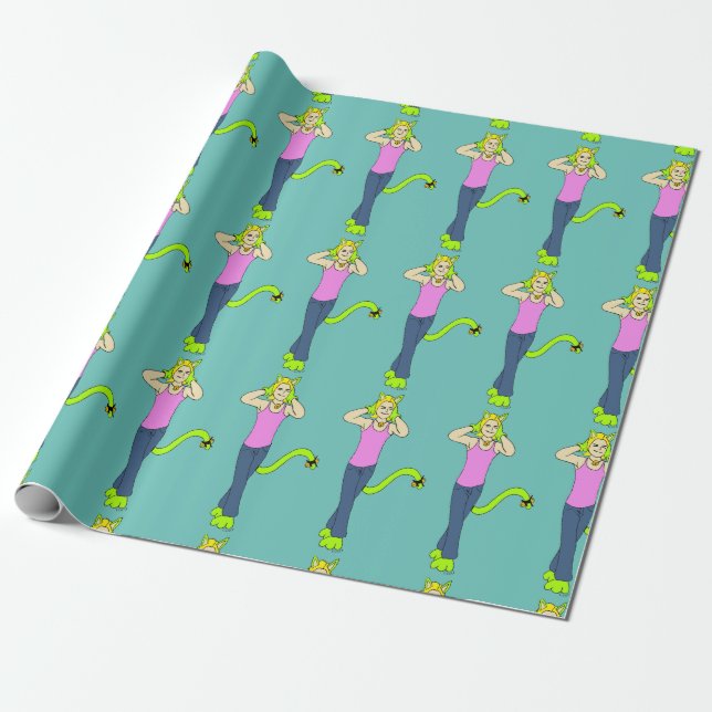 catgirl button wrapping paper (Unrolled)
