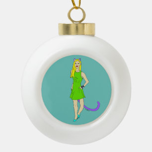catgirl       ceramic ball christmas ornament