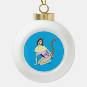 catgirl   ceramic ball christmas ornament