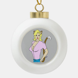 catgirl   ceramic ball christmas ornament