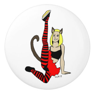catgirl   ceramic knob