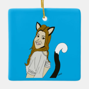 catgirl  ceramic ornament