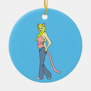 catgirl ceramic tree decoration