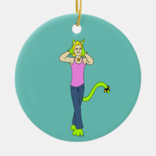 catgirl ceramic tree decoration