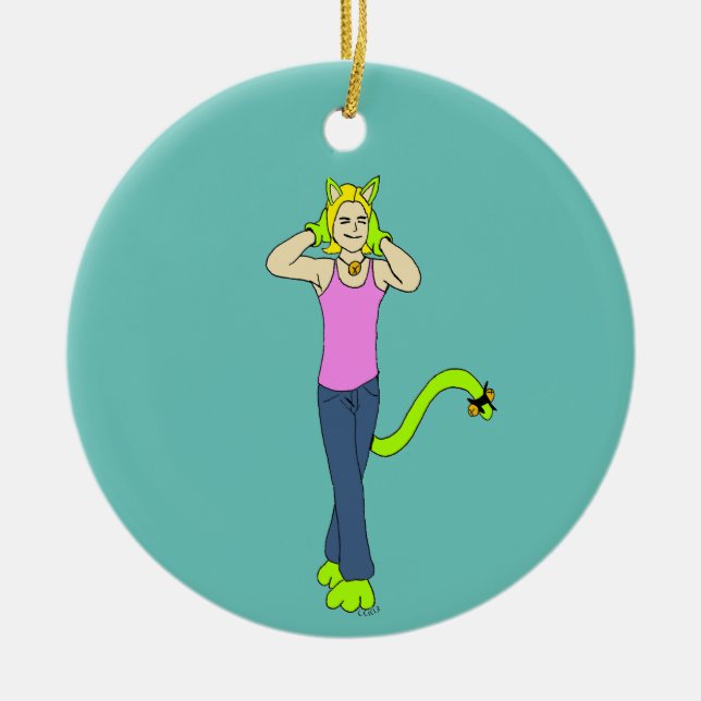 catgirl     ceramic tree decoration (Front)