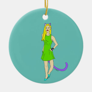 catgirl     ceramic tree decoration