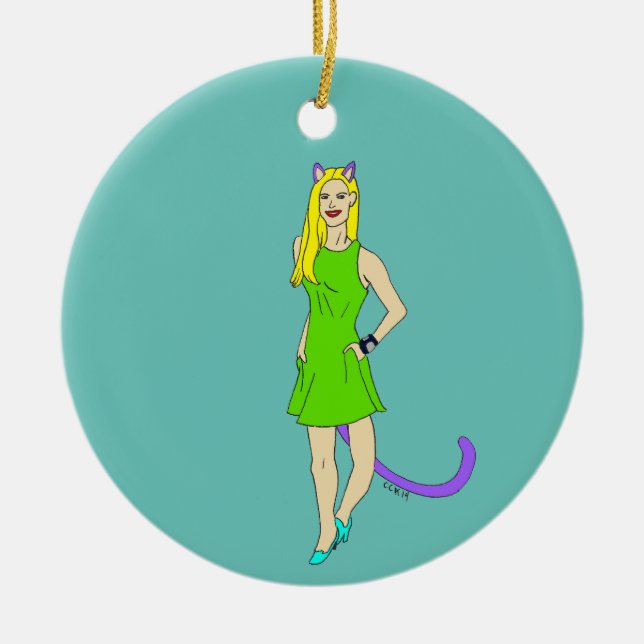 catgirl     ceramic tree decoration (Front)