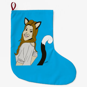 catgirl large christmas stocking